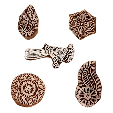 Set of 5 Piece New Mix Wooden Printing Blocks